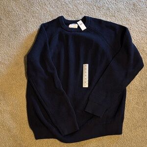 Old Navy Navy Blue Waffle knit Crewneck Sweater